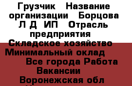 Грузчик › Название организации ­ Борцова Л.Д, ИП › Отрасль предприятия ­ Складское хозяйство › Минимальный оклад ­ 14 000 - Все города Работа » Вакансии   . Воронежская обл.,Нововоронеж г.